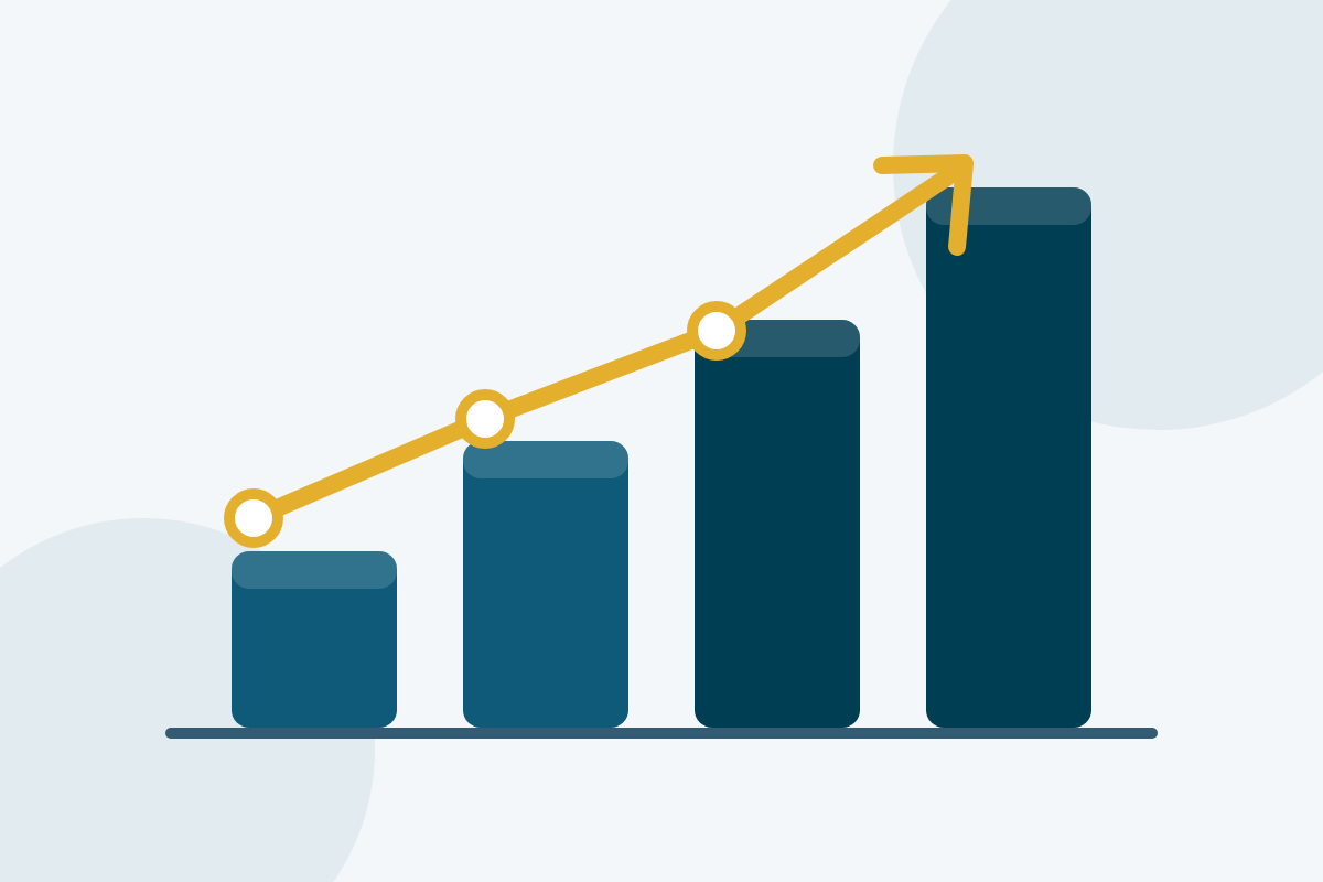 Courbe de croissance sur des colonnes, pour illustrer les placements financiers